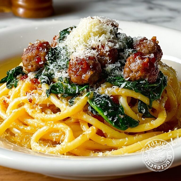 Indulgent Garlic Butter Spaghetti with Cheesy Italian Sausage Recipe