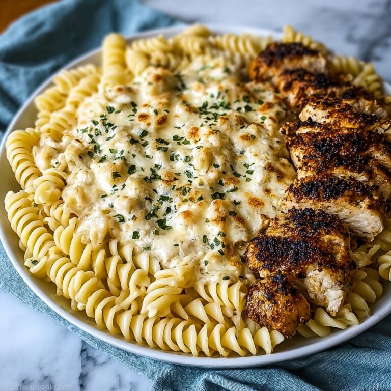 Indulgent Creamy Parmesan Rotini with Cajun Garlic Butter Chicken Recipe