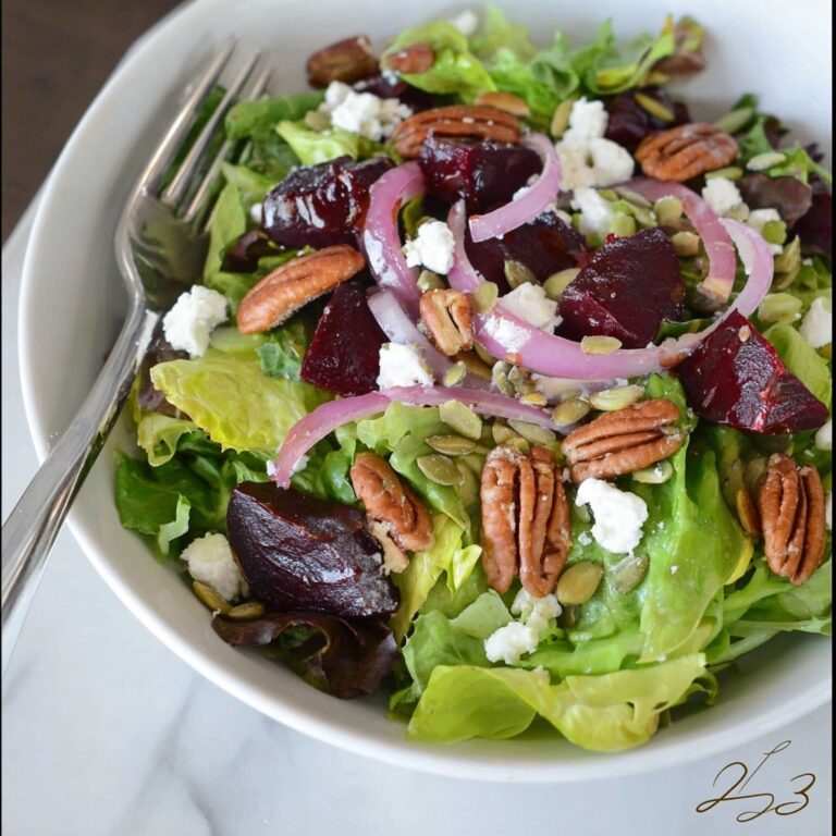 Spinach Beet Salad with Goat Cheese, Pecans, and Balsamic Vinaigrette Recipe